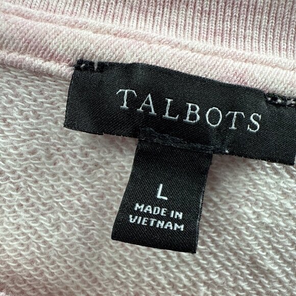 Talbots Women's Sweatshirt Size Large Solid Pink Long Sleeve Pocket Pullover - Picture 2 of 7